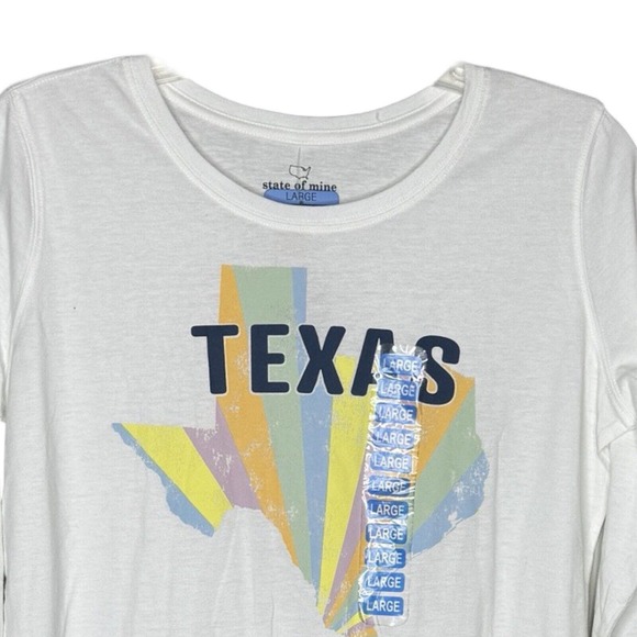 State of Mind Shirt Women Large White Texas Graphic Tee Lounge Basic Casual‎ - Picture 3 of 6